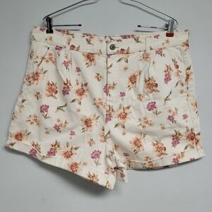 American Eagle Shorts Womens 16‎ Denim White Floral High Waisted Cuffed Tags